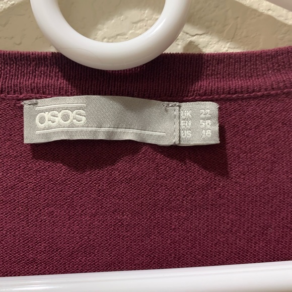 Burgundy plus cardigan from ASOS with stars on elbows - Picture 2 of 4